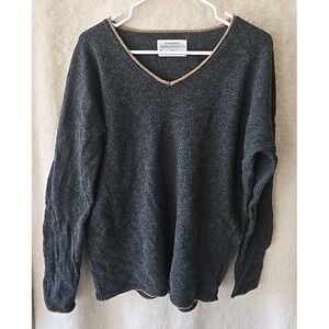 REI Cooperative 100%‎ Lambs Wool V-Neck Pullover Grey Sweater Size Large